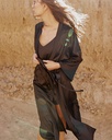 Kate Black Silk Long Robe Kimono