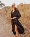 Kate Black Silk Long Robe Kimono