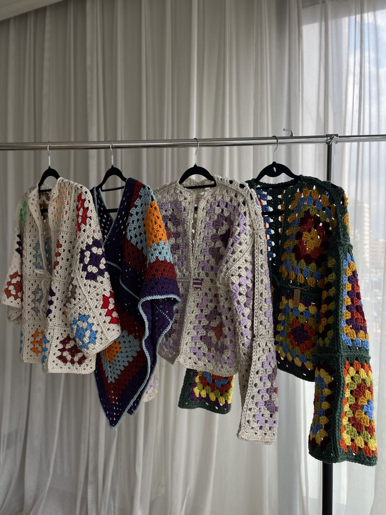 Handmade Crochet Colorful Granny Square Cardigan