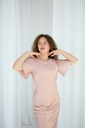 Gitta Powder Pink Silk Midi Dress with Ruffle Sleeves