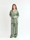 Dolly Oversized Silk Olive Shirt