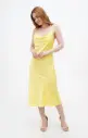 Iren Yellow Silk Midi Slip Dress