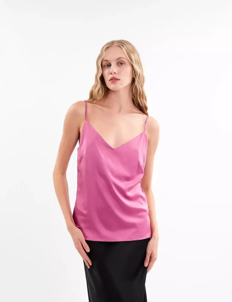 Classic Pink Silk Tank Top