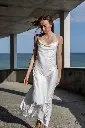 Daisy White Maxi Silk Low Back Dress