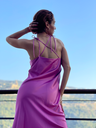 Iren Crimson Pink Silk Midi Slip Dress