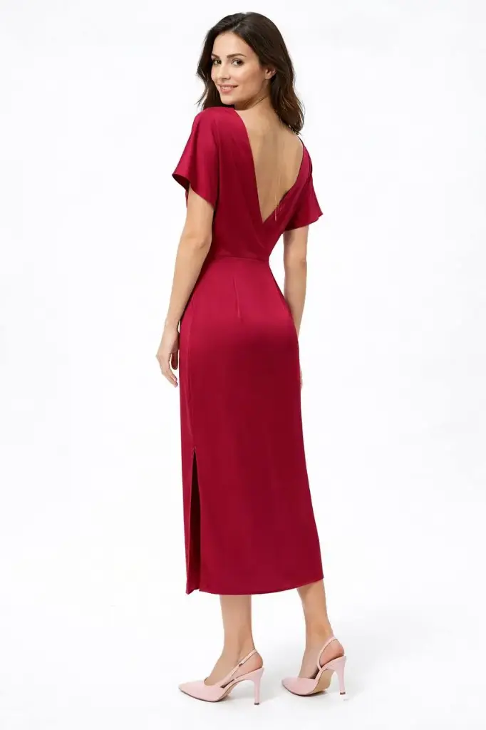 Rana Silk Midi Dress with a Wrap-effect Back