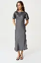 Lauren Graphite Midi Dress with Ruffle Sleeves