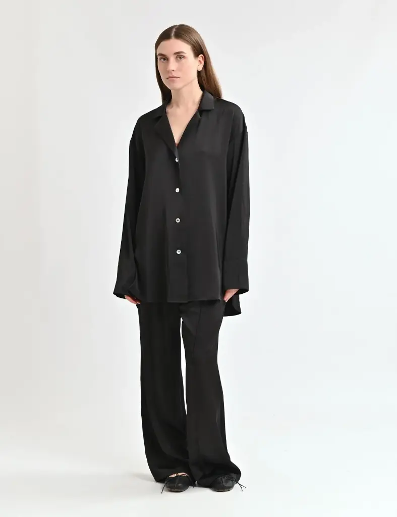 Dolly Black Silk Loungewear Set