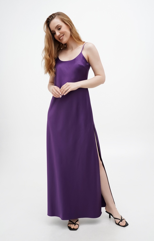 Lili Purple Silk Maxi Dress
