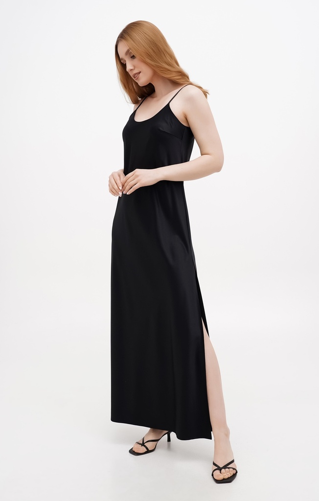 Lili Black Silk Maxi Dress