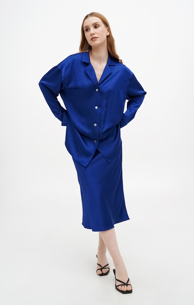 Dolly Silk Blue Oversized Shirt