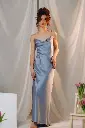 Daisy Dusty Blue Silk Maxi Dress with Low Back