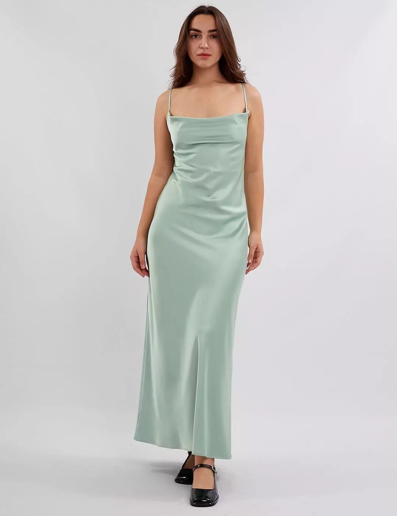 Daisy Mint Maxi Silk Low Back Dress