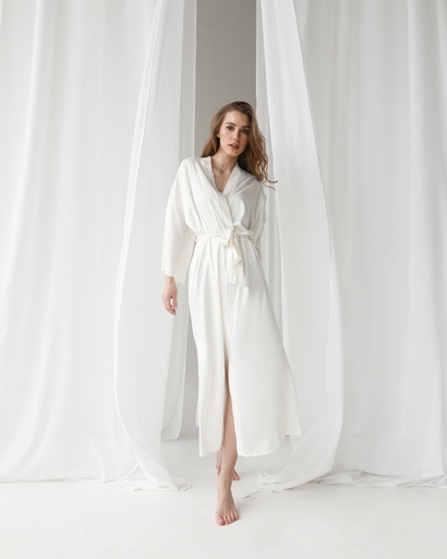 Kate Ivory Silk Long Robe Kimono