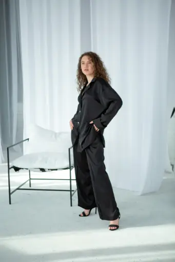 Dolly Black Silk Lounge Pants