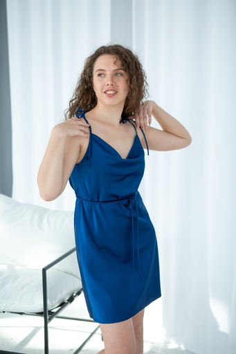 Iren Blue Silk Mini Slip Dress