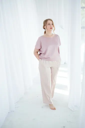 Luiza Loose Powder Pink Silk Blouse