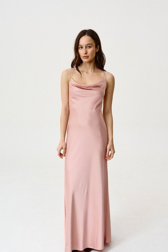 Daisy Powder Pink Maxi Silk Low Back Dress