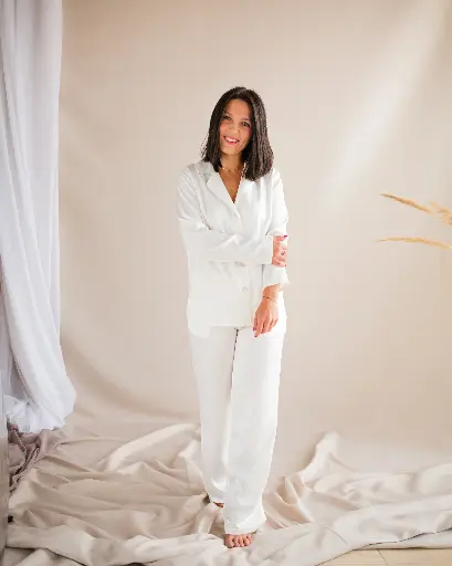 Pearl White Silk Pajama Set
