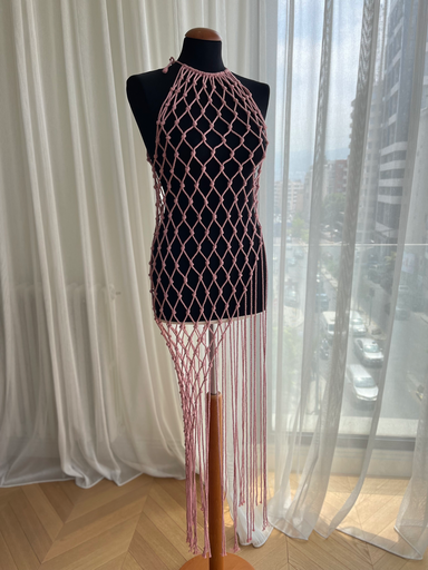 Macrame Pink Dress Crochet