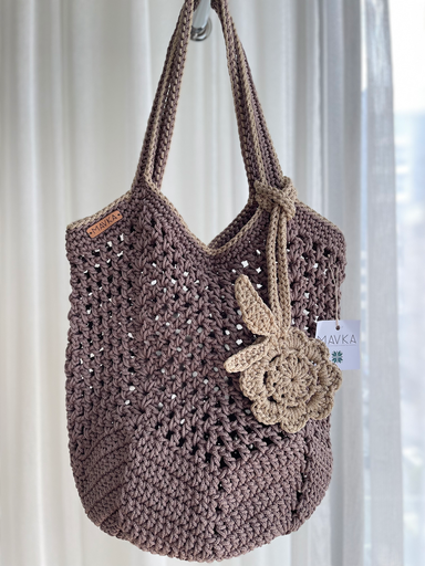 Magnolia Crochet Bag Dark Beige