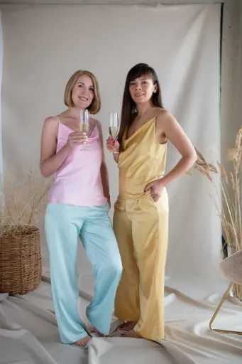 Luiza Gold Silk Lounge Pants