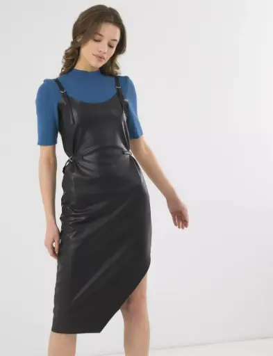 Black Leather Dress Midi