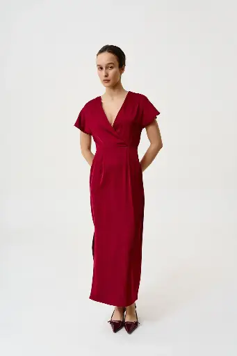 Rana Silk Midi Dress with Front wrap-effect 