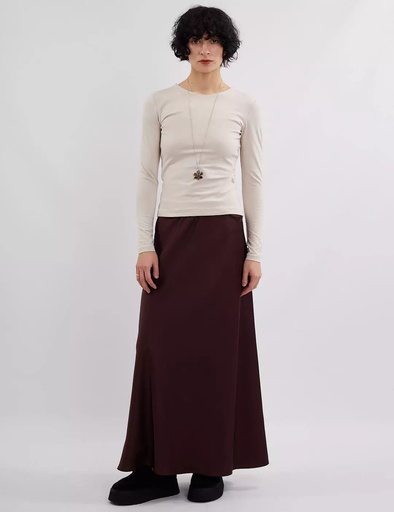 Kira Brown Silk Maxi Skirt 